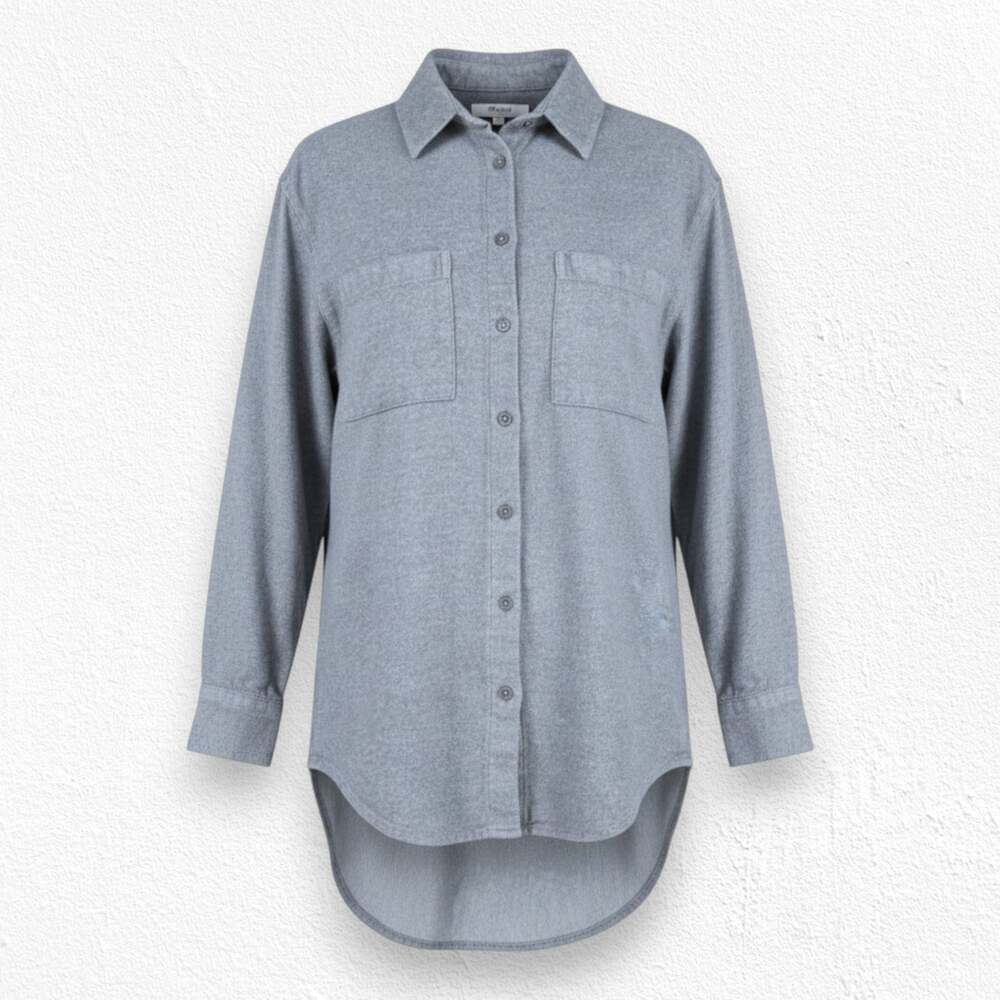 Madewell Gray Sunday Button-Down Flannel Shirt Lightweight Shacket Size XXS